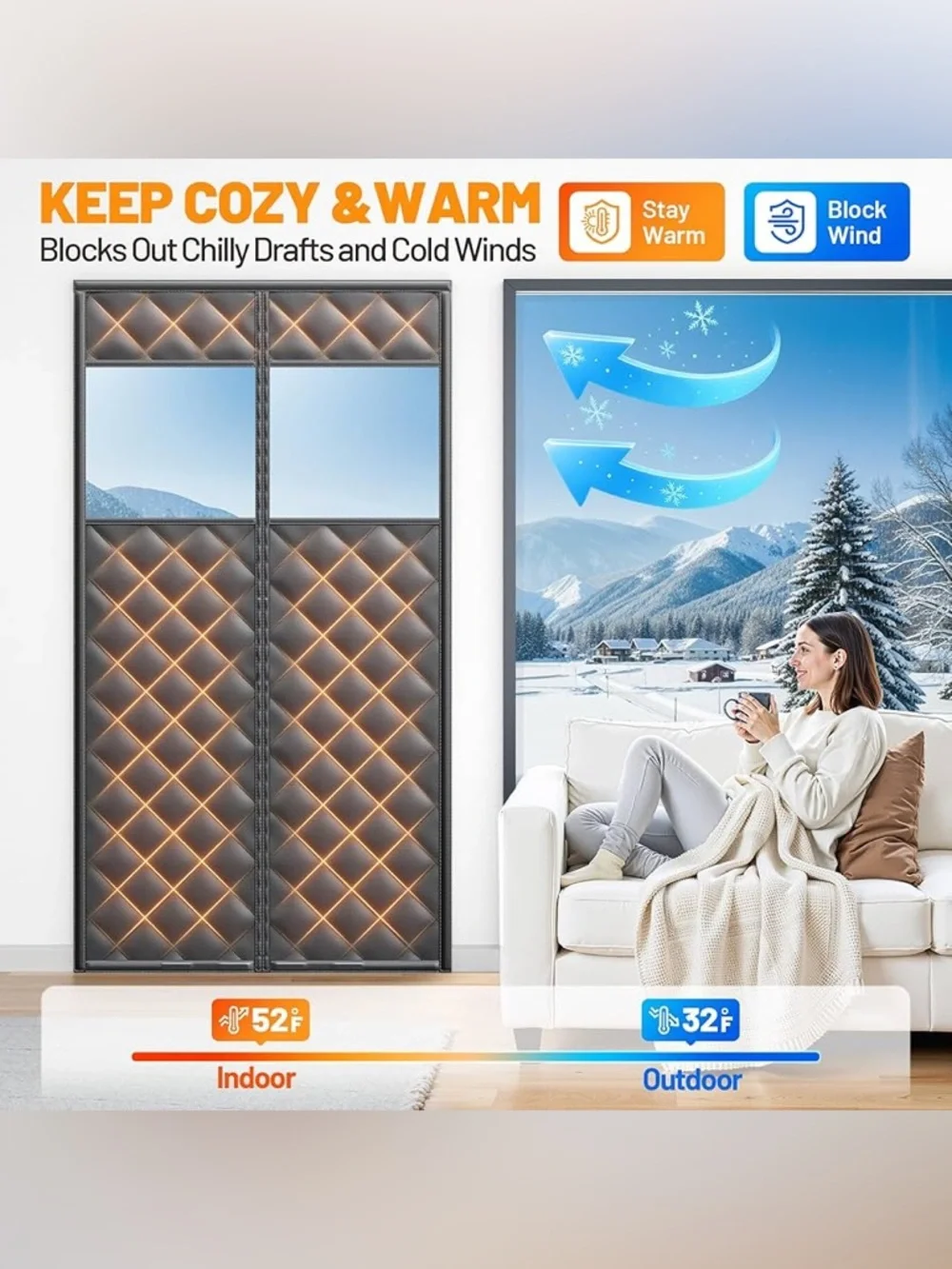 Fanfanwin 2 Set Window Insulation for Winter 63 x 39 Inch